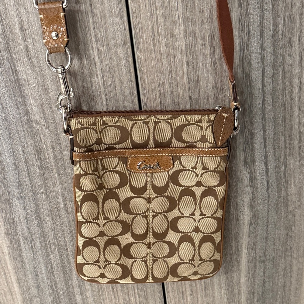 Coach Tan and Brown Crossbody Bag